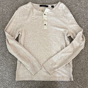 Scotch & Soda Beige Long Sleeve Henley Shirt